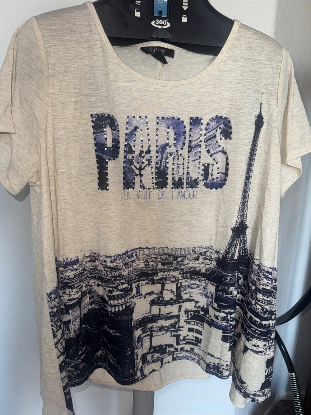 Style & Co. Light Heather Gray Women's Short Sleeve Top